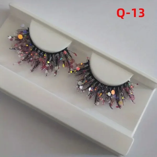 Glitter false eyelashes, Q-13 style.