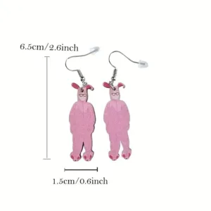 Pink bunny rabbit costume earrings.