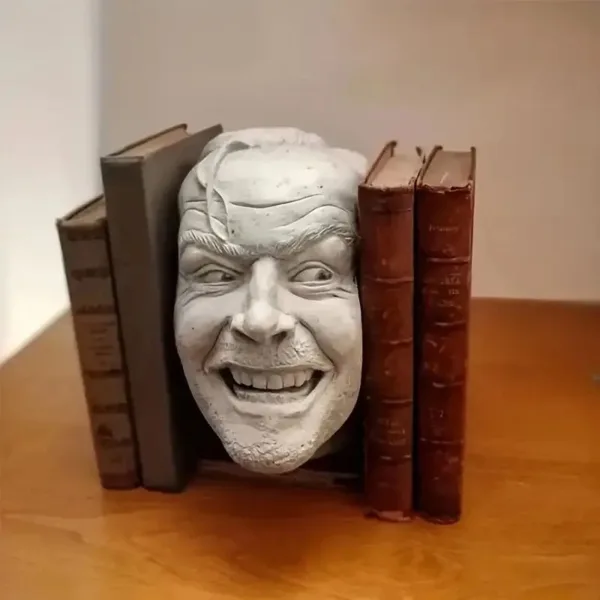 Bookends featuring Jack Nicholson's face.