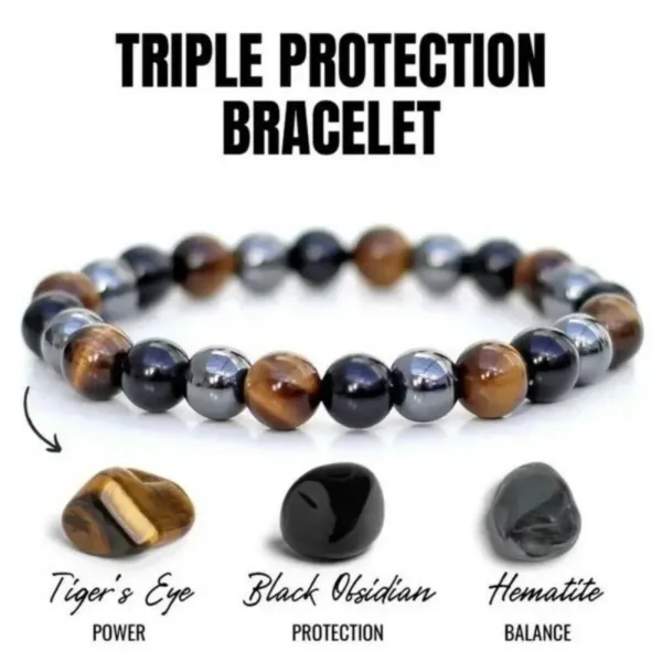 Tiger's eye, obsidian, hematite bracelet.