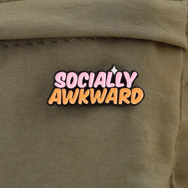 Socially awkward pin on fabric.