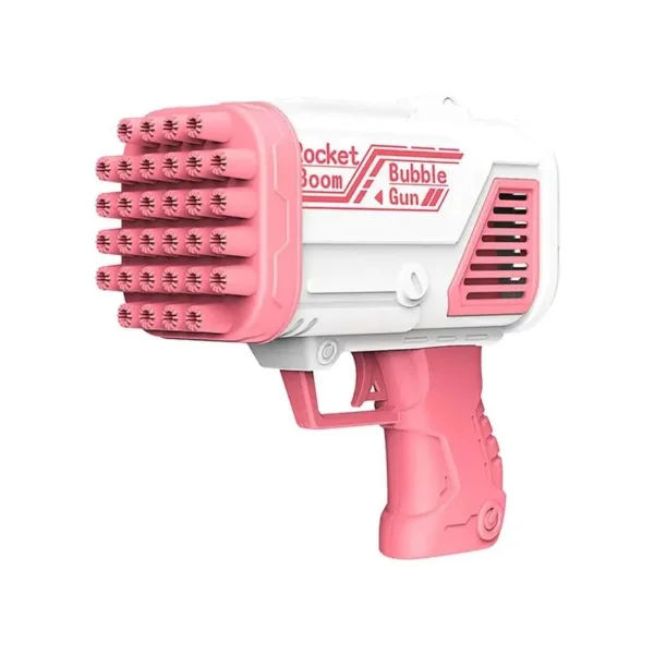 Pink bubble gun with many holes.