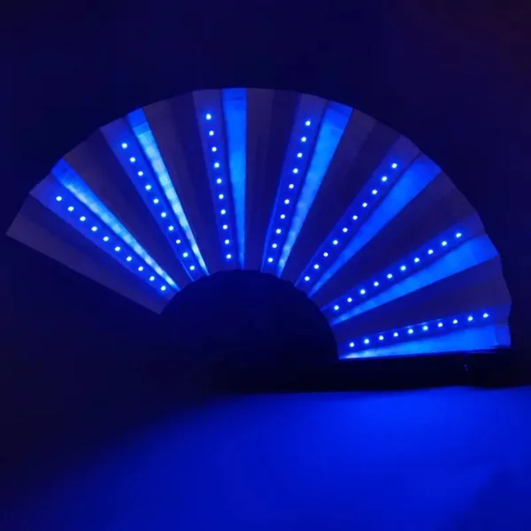 Blue LED fan with white frame.