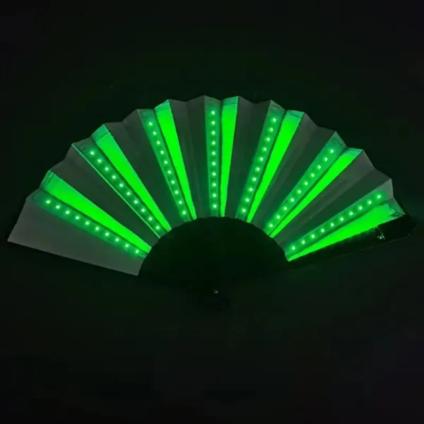 White fan with green LED lights.