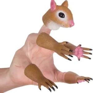 Finger puppet of a brown squirrel.