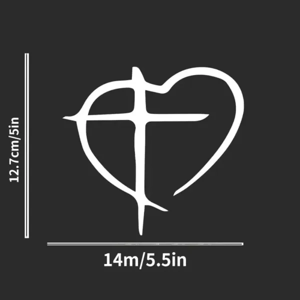 White cross inside a heart shape.