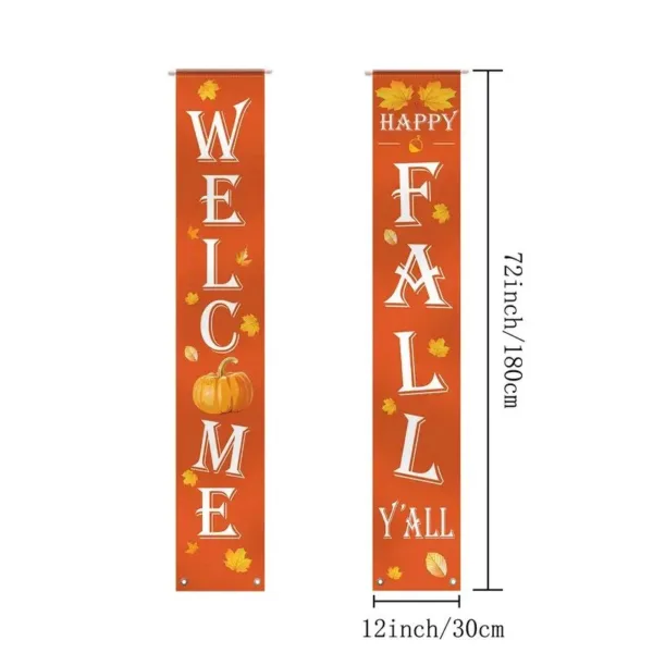 Welcome fall banners with pumpkin and leaves.