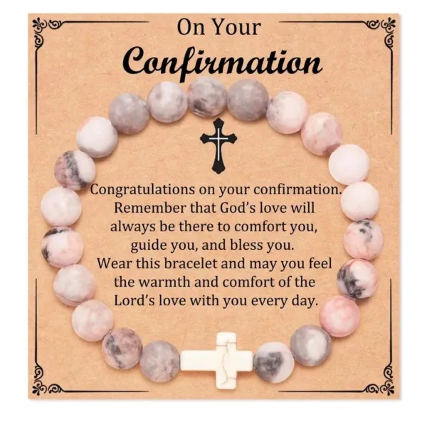 Confirmation bracelet with cross charm.