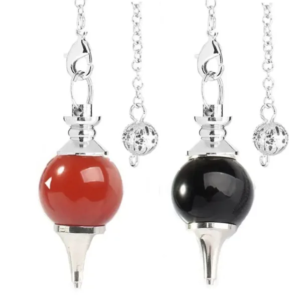 Red and black crystal pendulums.