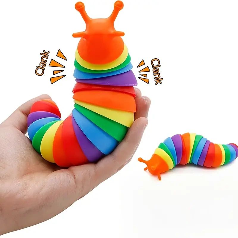 Rainbow clacking caterpillar toy.