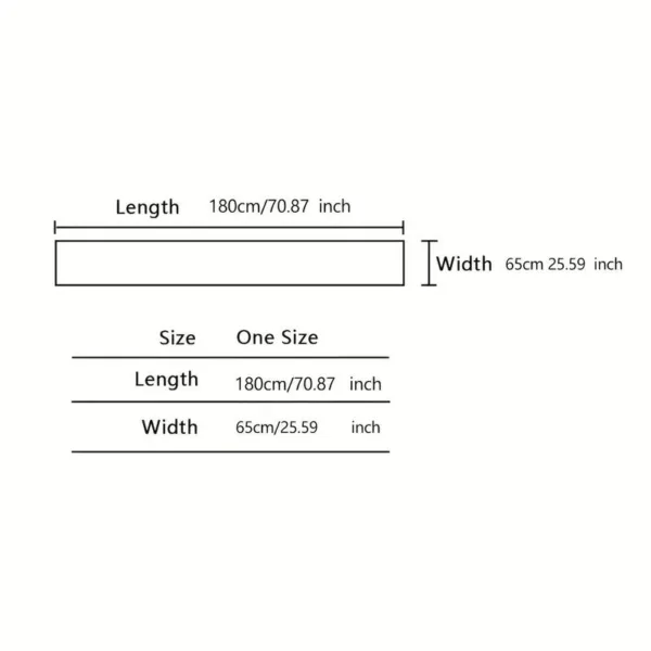 Size chart showing length and width.