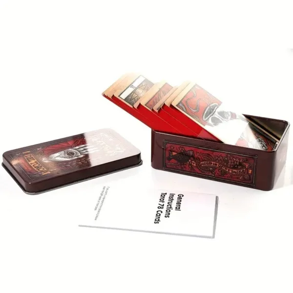 Tarot deck in tin box with instructions.