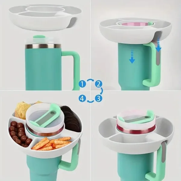 Multi-compartment snack tray mug