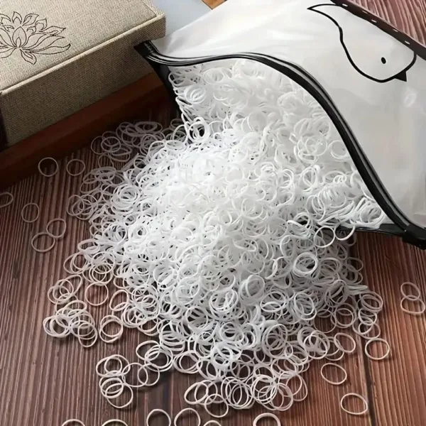 White rubber bands spilling from bag.