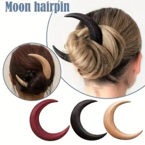 Wooden crescent moon hair clips.