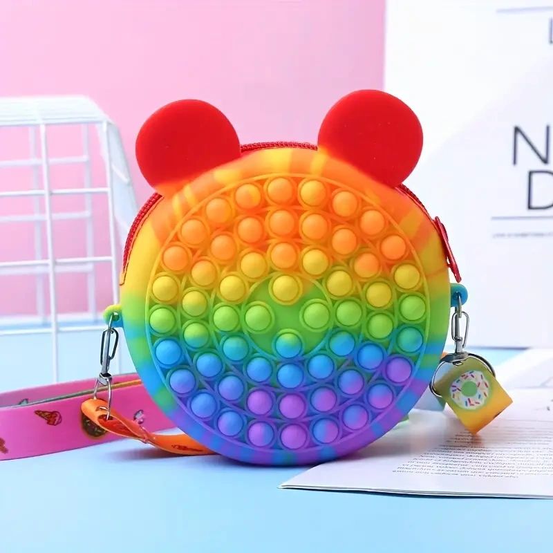 Rainbow pop it purse with ears