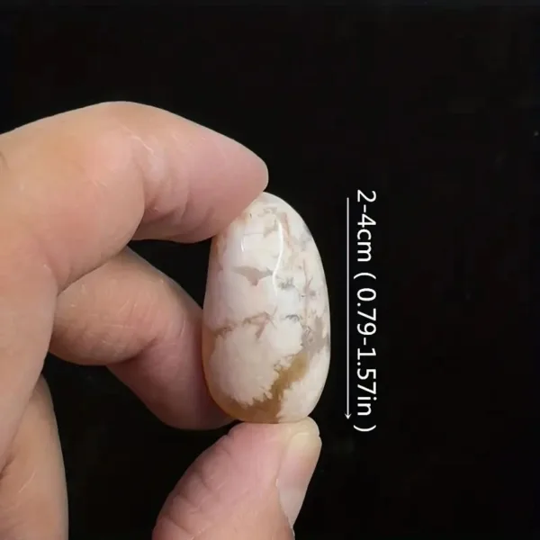 White and brown agate tumbled stone.