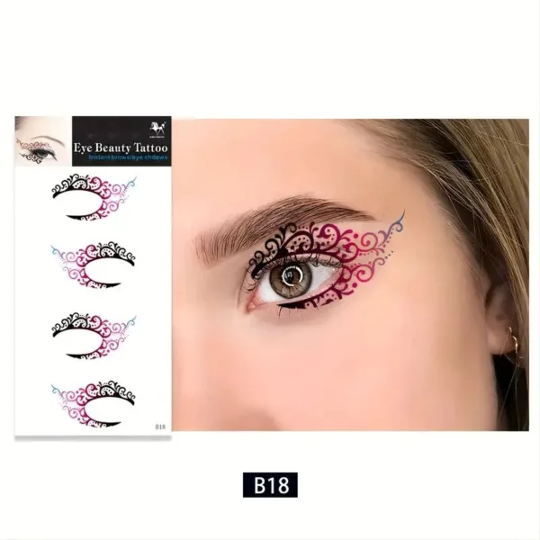 Eye makeup tattoo with floral design.