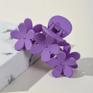 Purple flower hair claw clip.