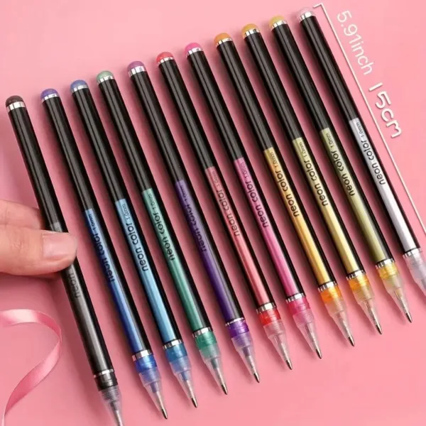 Set of colorful neon gel pens.