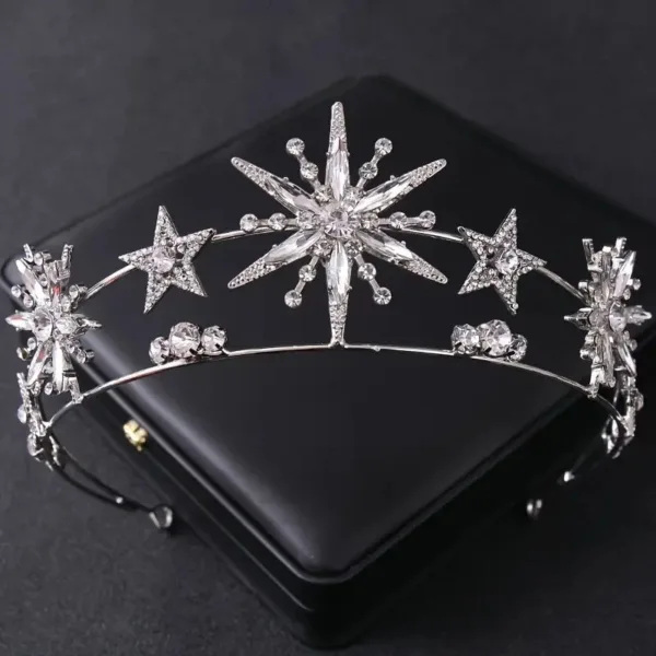 Silver star and snowflake tiara crown.