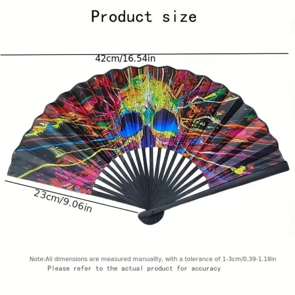 Colorful skull folding hand fan.