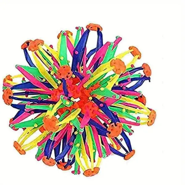 Colorful plastic ball toy with arms.