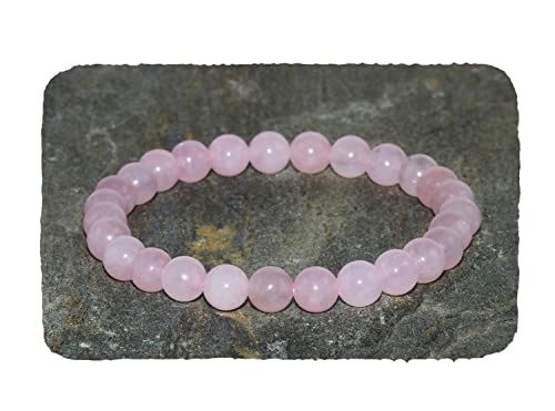 Pink rose quartz gemstone bracelet.