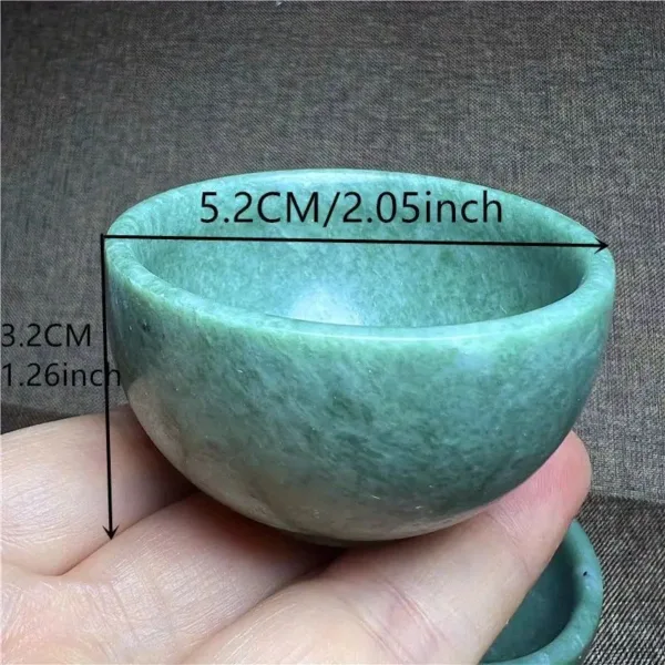 Green jade stone bowl with saucer.