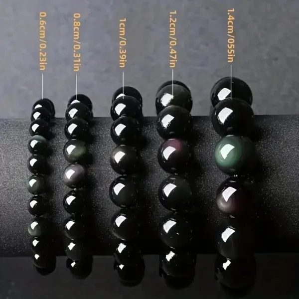 Black obsidian bracelets of varying sizes.