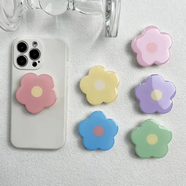 Colorful flower phone grip set.