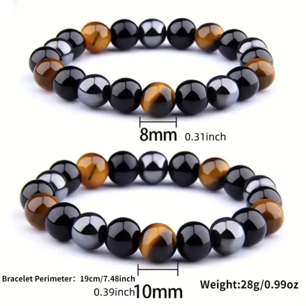 Black and tiger eye beaded bracelet.