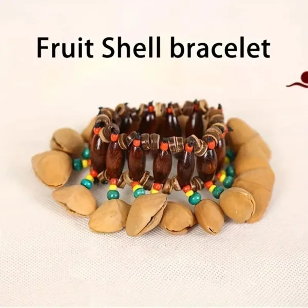 Wooden shell bracelet with beads.