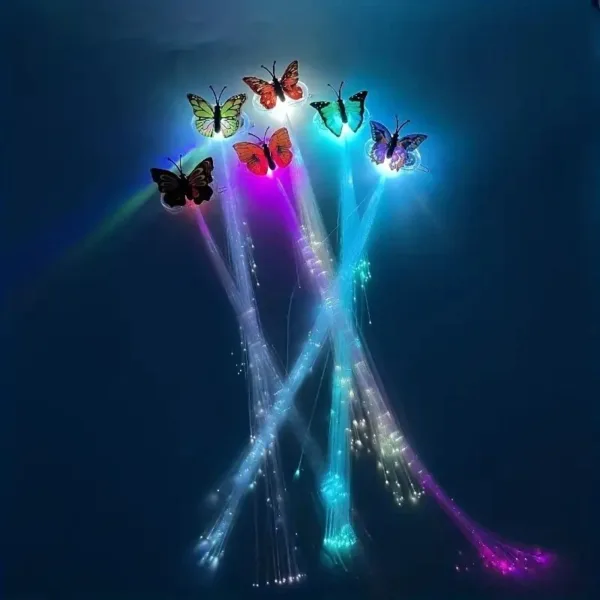 Colorful butterfly fiber optic hair clips.