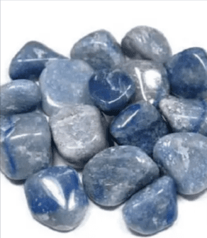 Blue and grey tumbled gemstone pebbles.