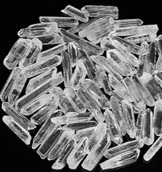 Crystalline substance resembling shards of glass.