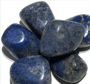 Tumbled blue and gray gemstone stones.