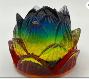 Rainbow glass lotus flower sculpture.