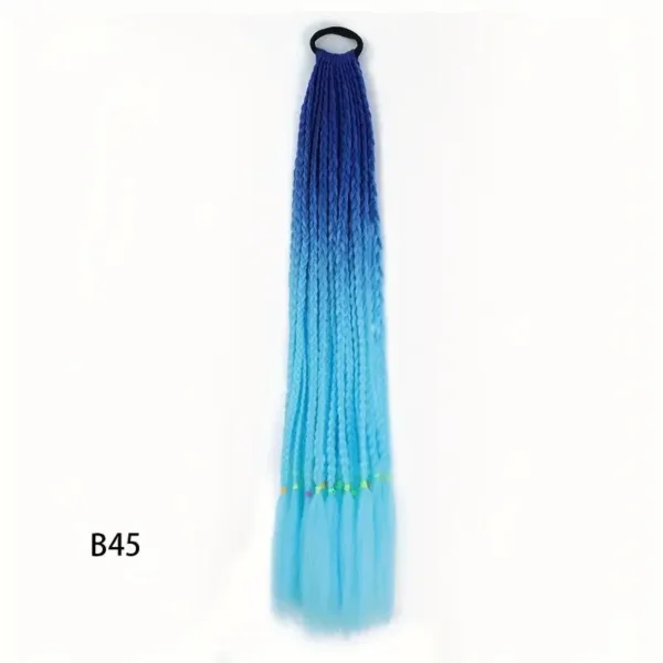 Blue and black ombre braided hair extension.