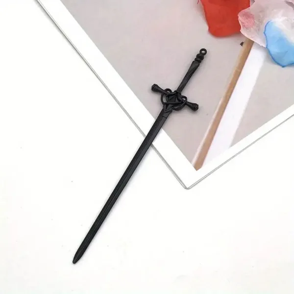 Black sword with heart-shaped hilt.