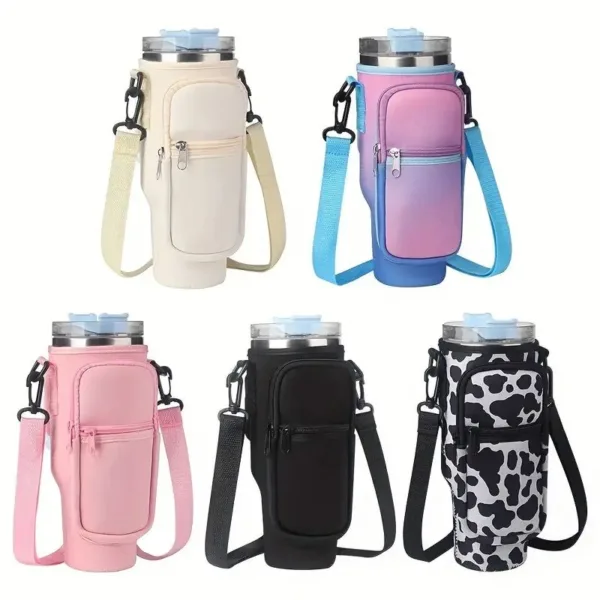 Insulated water bottle holders with straps.