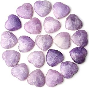 Purple heart shaped tumbled stones.