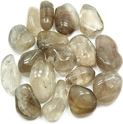 Smoky quartz tumbled stones collection.