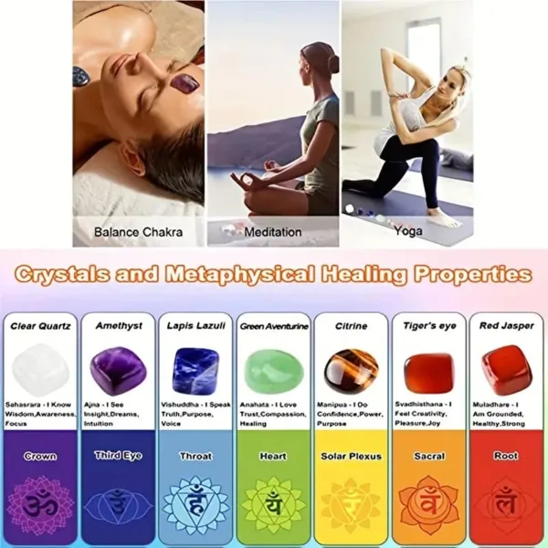 Chakra crystals for healing properties.