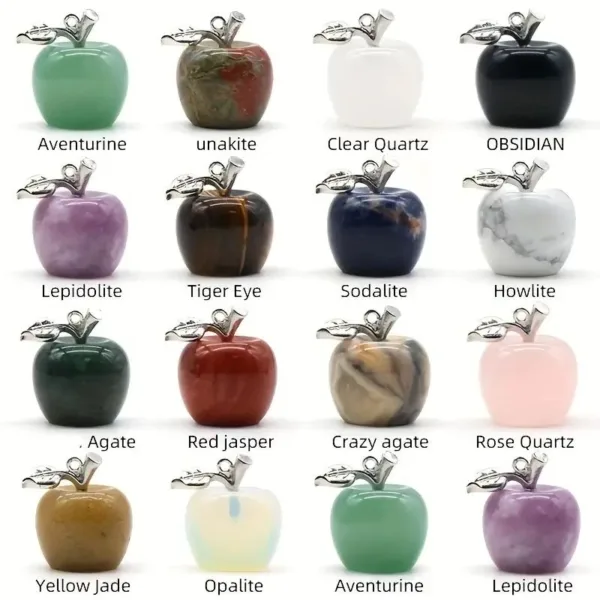 Crystal apple charms in various colors.