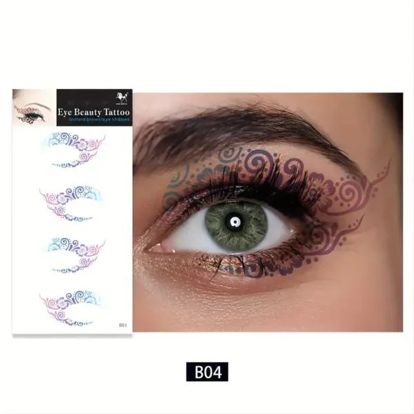 Eye makeup tattoo with floral design.