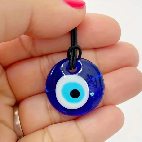 Blue evil eye pendant necklace.