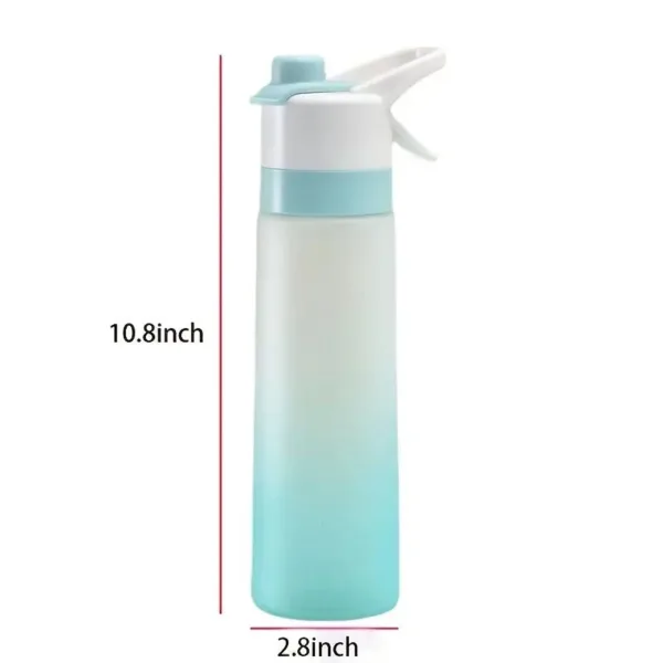 Blue and white spray water bottle.