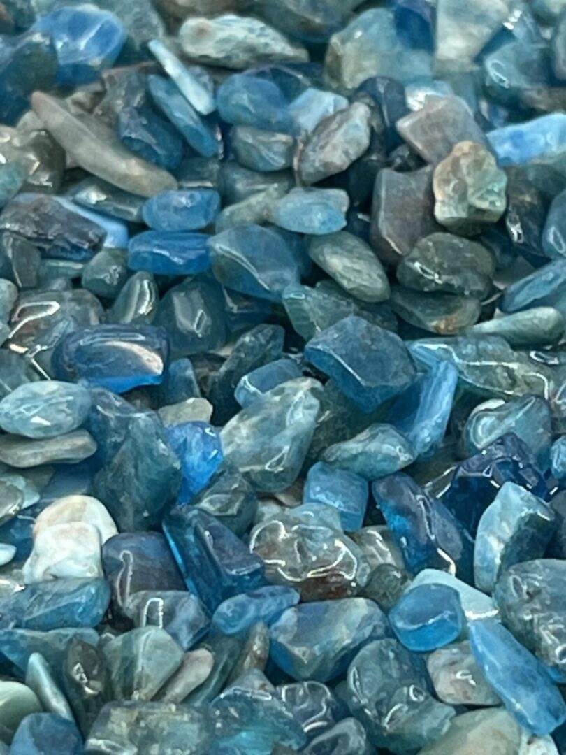 Blue and green gemstone chips.