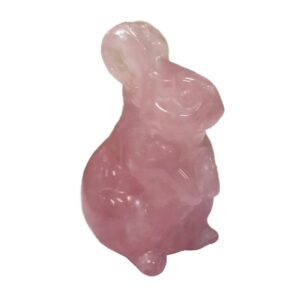 Pink rose quartz rabbit figurine.